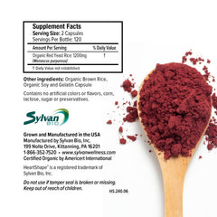 HeartShape Red Yeast Rice label emphasizes a natural alternative option for wellness.