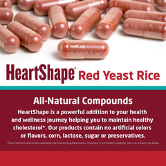 HeartShape Red Yeast Rice packaging details the U.S. production origin.