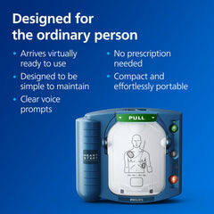 HeartStart OnSite CPR guidance with voice prompts assists responders.