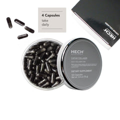 HECH Caviar Collagen Capsules bottle open for easy daily use