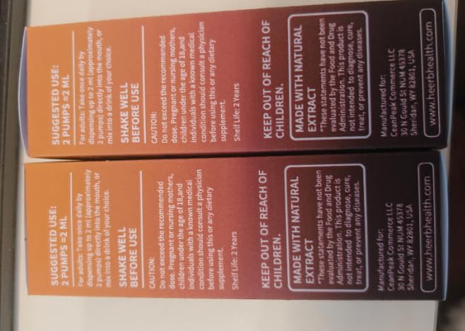 HEERB Cayenne Pepper Drops ingredients panel shows berberine and botanicals.