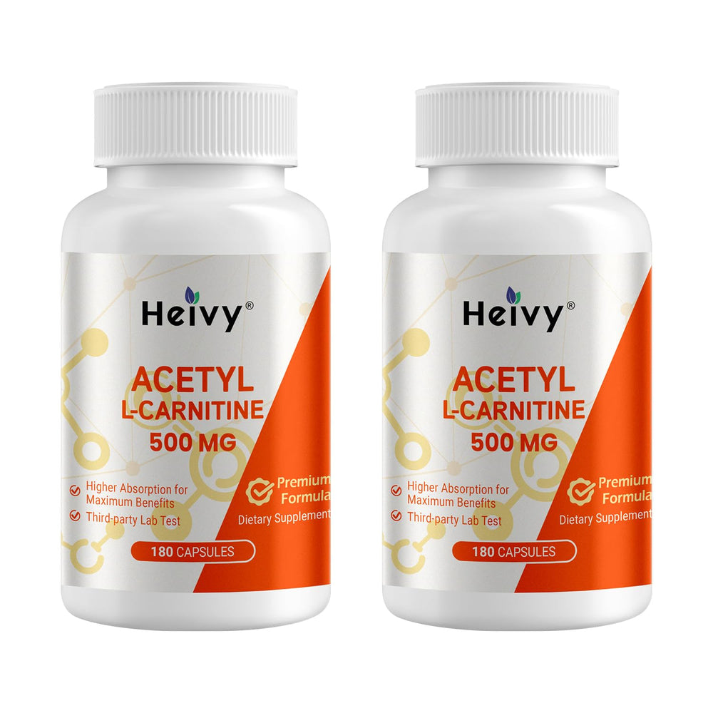 Heivy Acetyl L-Carnitine 500 mg bottle front—brain support at a glance