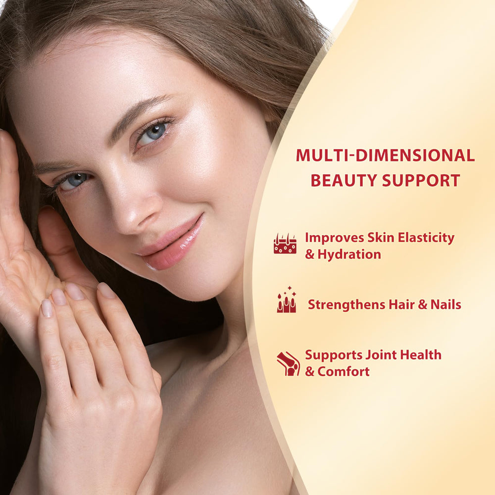 Heivy Liposomal Liquid Collagen bottle with glass and daily-use setup.