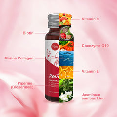 Heivy liquid collagen bottle pour demonstrating easy, on-the-go use.