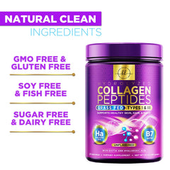 Hello Lovely product image shows glass with mixed collagen powder.