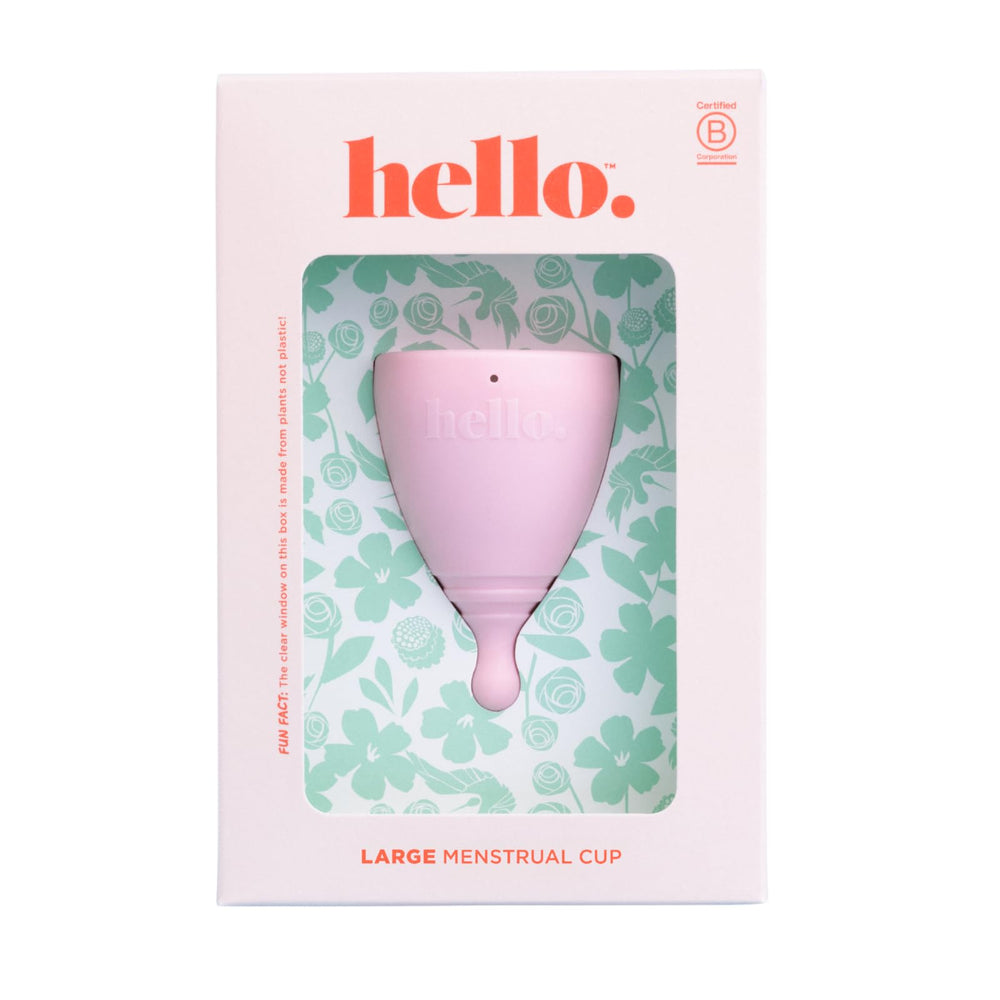 Hello Period average cervix cup with large capacity for overnight wear