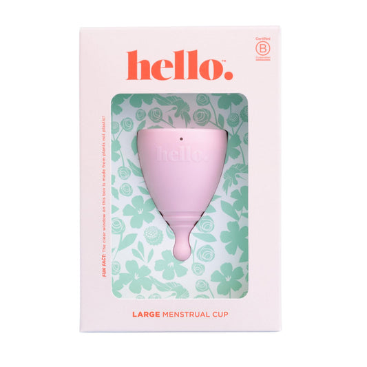 Hello Period average cervix cup with large capacity for overnight wear