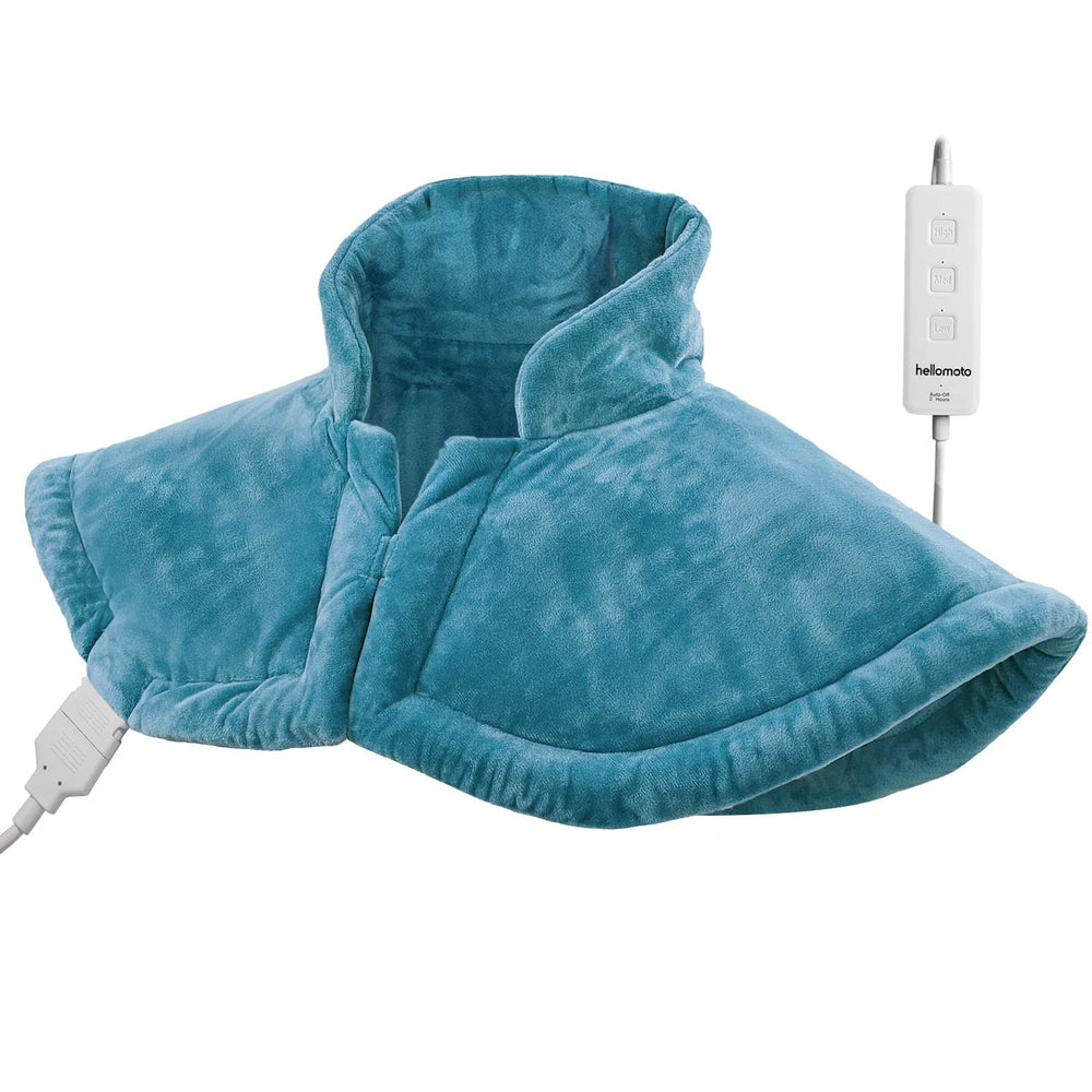 HELLOMOTO weighted heating pad worn on neck and shoulders for hands-free warmth