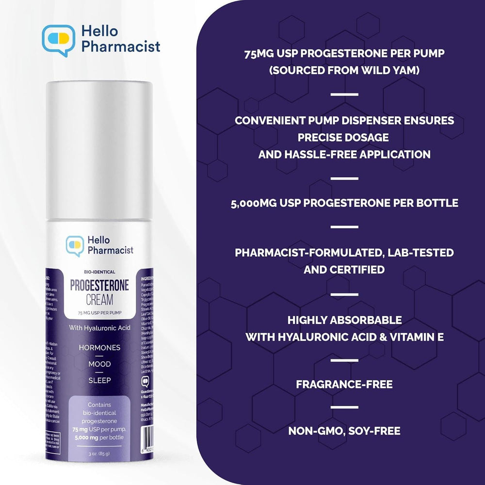 Unscented bioidentical cream for sensitive skin by HelloPharmacist.