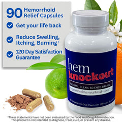 Hem Knockout packaging box highlights a 90-day supply and USA-made production