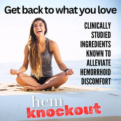 Hem Knockout label on the front signaling a clean, natural formula for vein support