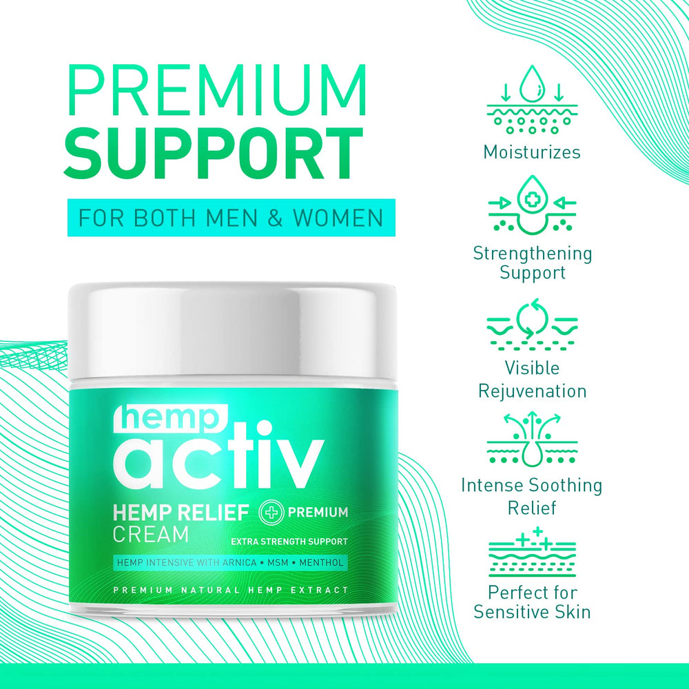 HEMPACTIV Arnica-based formula suggesting natural soothing for muscles and joints.
