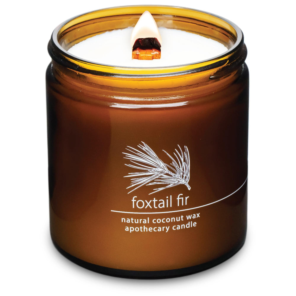 Hemlock Park crackling wood wick candle with Foxtail Fir ambiance.