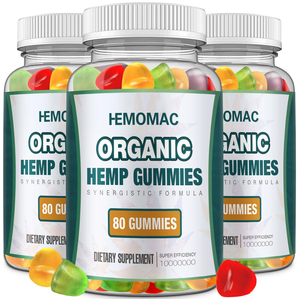 HEMOMAC hemp gummies Nighttime Blend bottle promotes calmness for evenings.