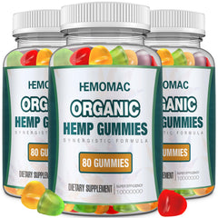 HEMOMAC hemp gummies Nighttime Blend bottle promotes calmness for evenings.