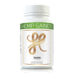 Hemp Gainer weight gain pills bottle for nightly appetite support.
