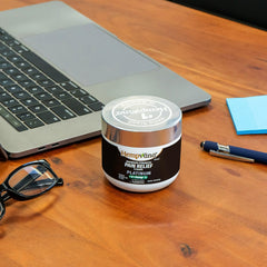 Hempvana Platinum packaging and label highlight the brand.