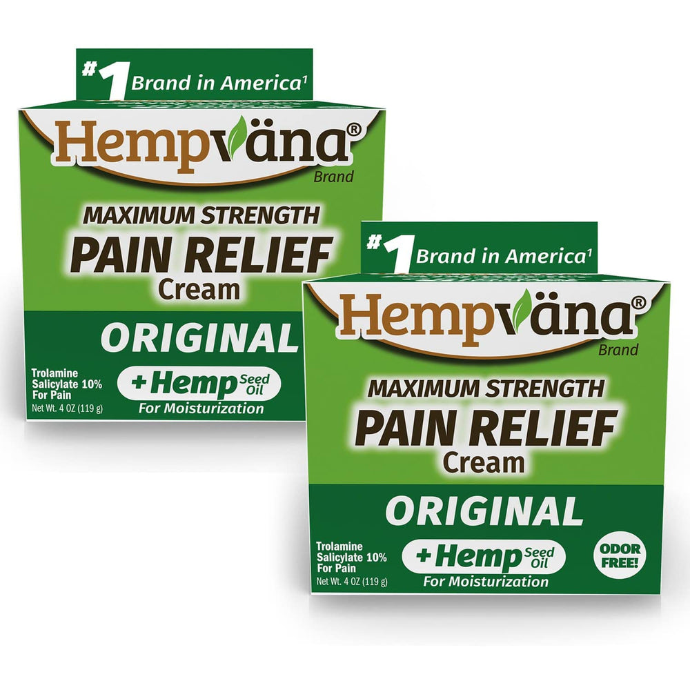 Hempvana Relief Cream label front highlights hemp seed extract and USA production.