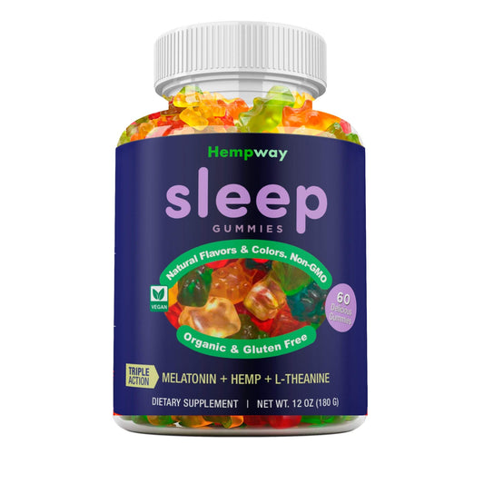 Hempway Sleep Gummies Triple Action bottle ready for nightly routine