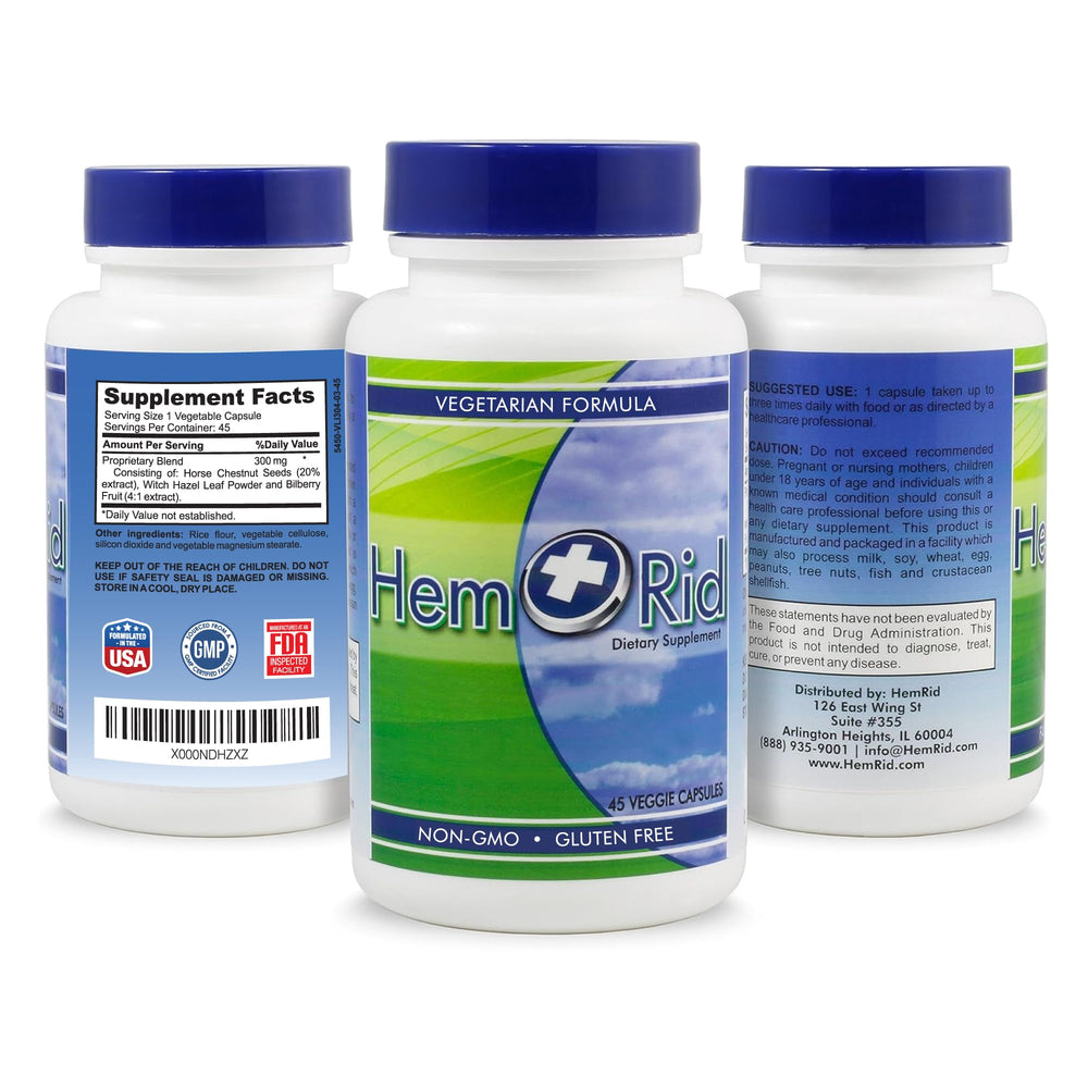 HemRid capsule close-up reveals the natural, clinically tested formula.