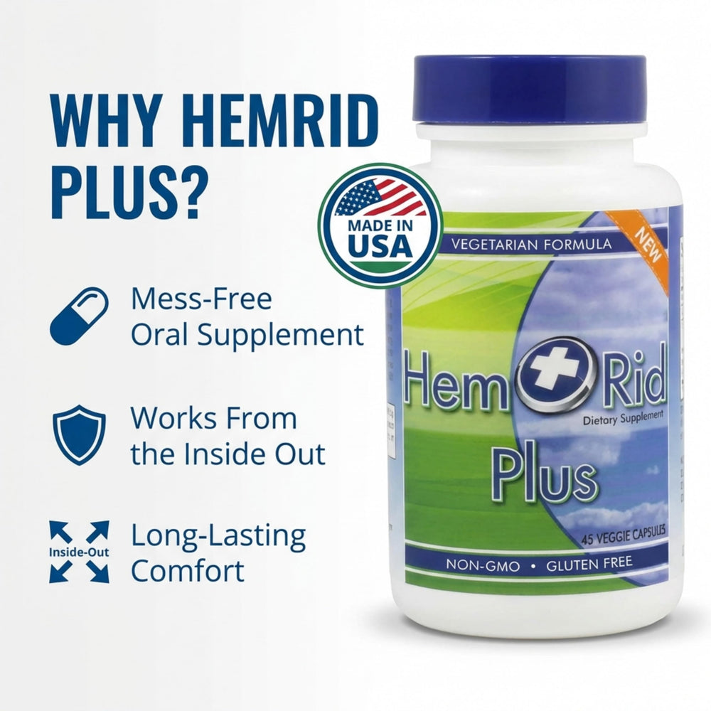 HemRid Plus label details highlighting horse chestnut and witch hazel for vein support