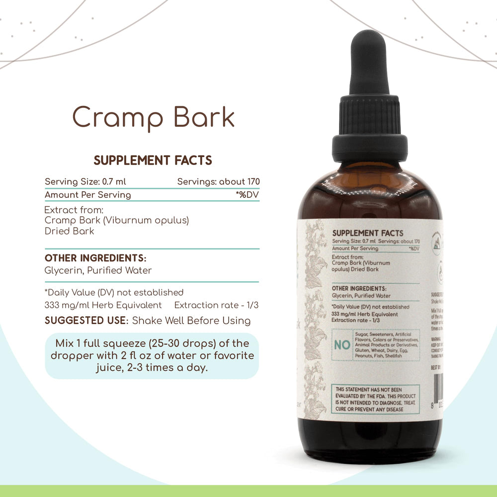 HerbEra Cramp Bark tincture side profile shows compact bottle for convenient storage.