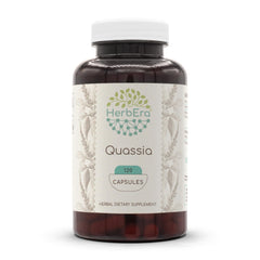 HerbEra Quassia bottle with 120 capsules for convenient daily use