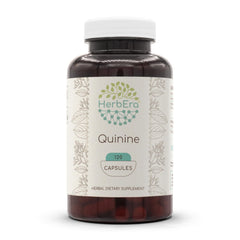 HerbEra Quinine capsules bottle close-up for easy daily use.