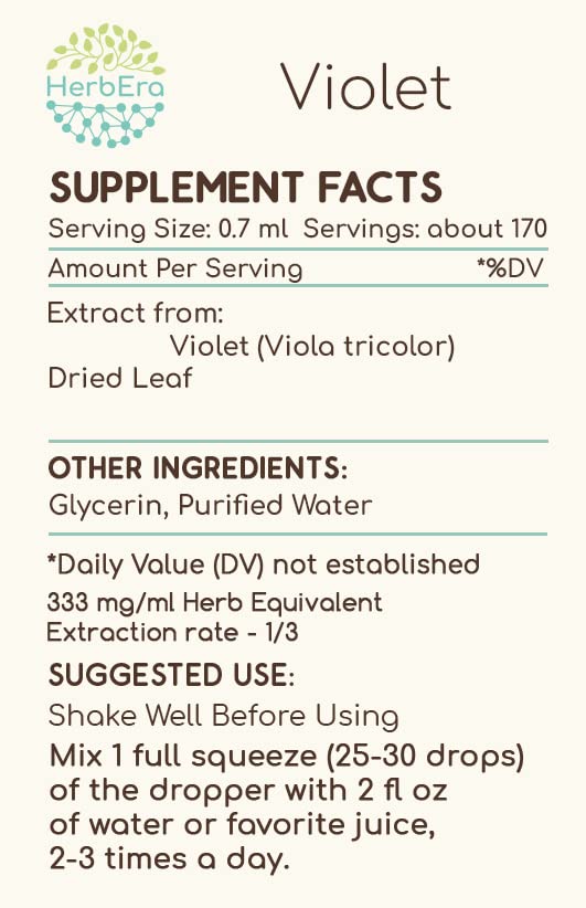 HerbEra Violet B120 bottle closeup with label, signaling purity and tested sourcing.