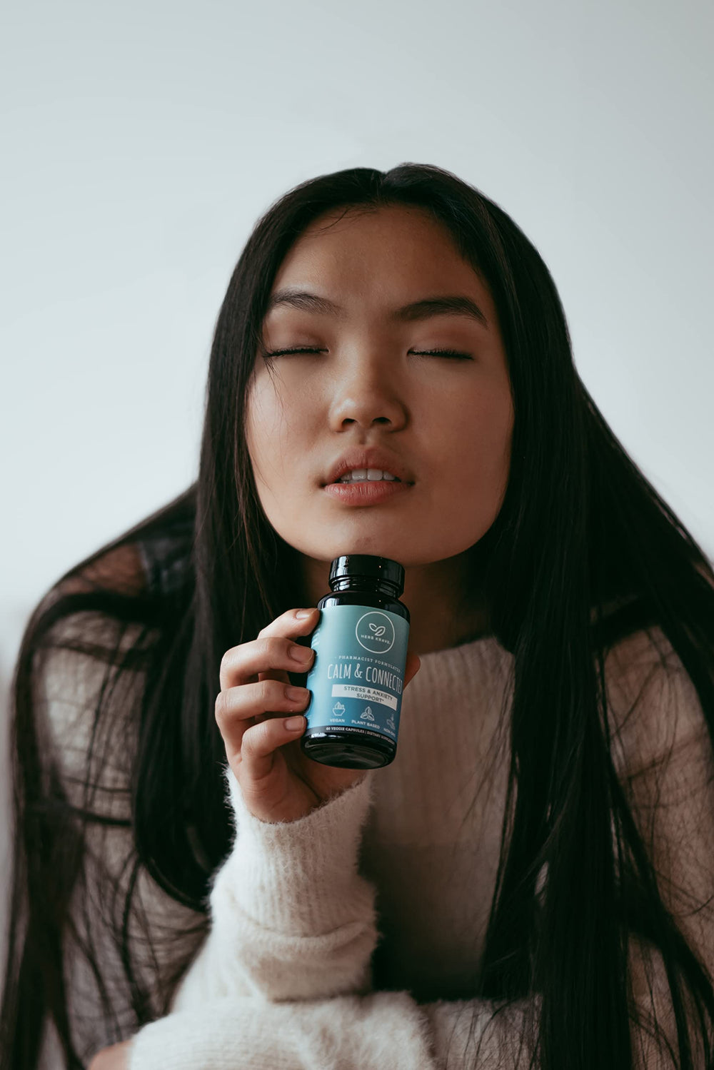 Herb Krave Calm & Connected packaging on a table suggesting daytime stress relief