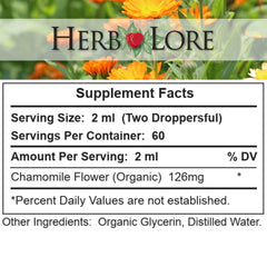 Herb Lore Chamomile Tincture for family use, fostering calm moments.