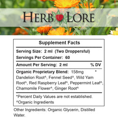 Herb Lore Ease The Quease ginger peppermint fennel trio showcases organic ingredients and natural relief.