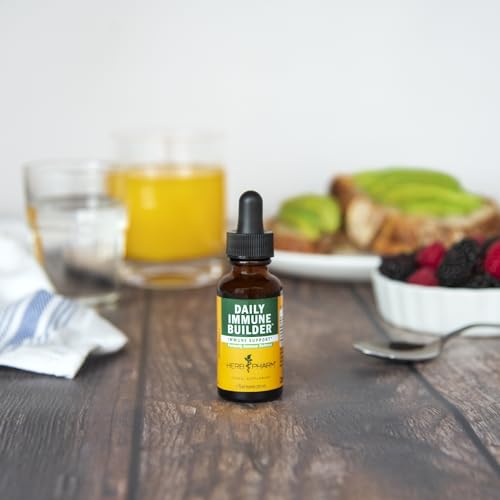 Herb Pharm Daily Immune Builder with echinacea and reishi imagery.
