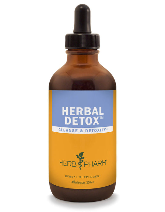 Herb Pharm Detox bottle label highlights ingredients for cleansing support