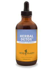 Herb Pharm Detox bottle label highlights ingredients for cleansing support