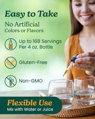 Tiny drops of Inflamma Response liquid dispensed from a dropper for flexible dosing.