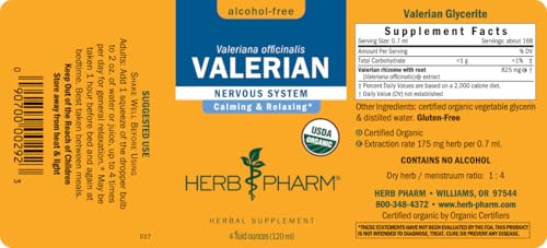 Nighttime-use setting with Herb Pharm valerian extract for evening routine.