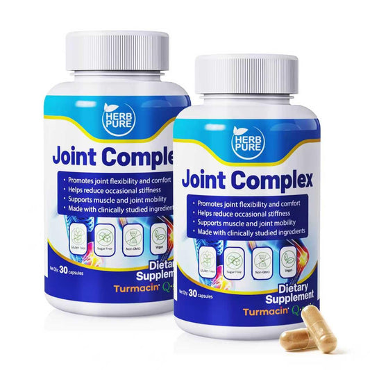 HERB PURE Joint Complex bottle front showing Turmacin and Q-Actin for daily comfort
