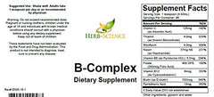Herb-Science Vitamin B-Complex bottle being poured, showcasing liquid supplement