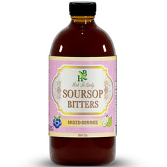Herb To Body Soursop Bitter Liquid bottle with mixed berries for a refreshing sip