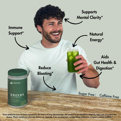 Close-up of spirulina and chlorella in the Herbal Ape blend.
