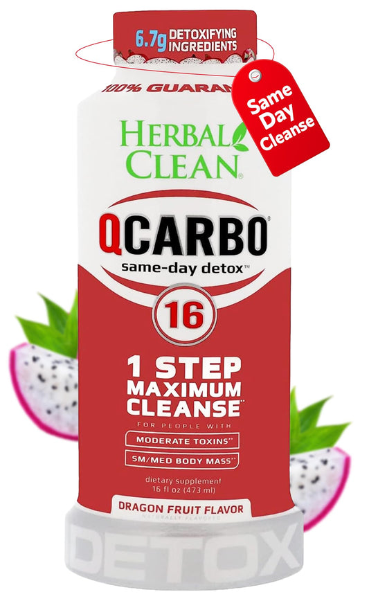 Herbal Clean Qcarbo16 dragon fruit bottle pour supports quick detox routine