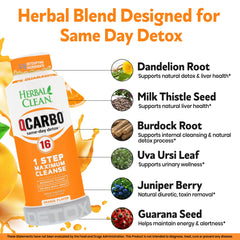 Herbal Clean Qcarbo16 orange packaging emphasizes portability and ease of use