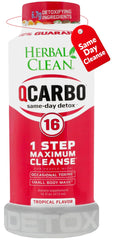 Herbal Clean Qcarbo16 tropical bottle front for on-the-go detox support