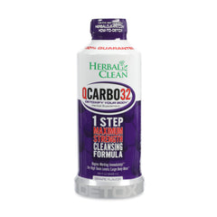 Herbal Clean Qcarbo32 grape juice glass highlighting a refreshing detox flavor.