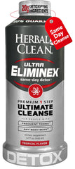 Herbal Clean same day ultra eliminex bottle tropical pour showing refreshing detox option