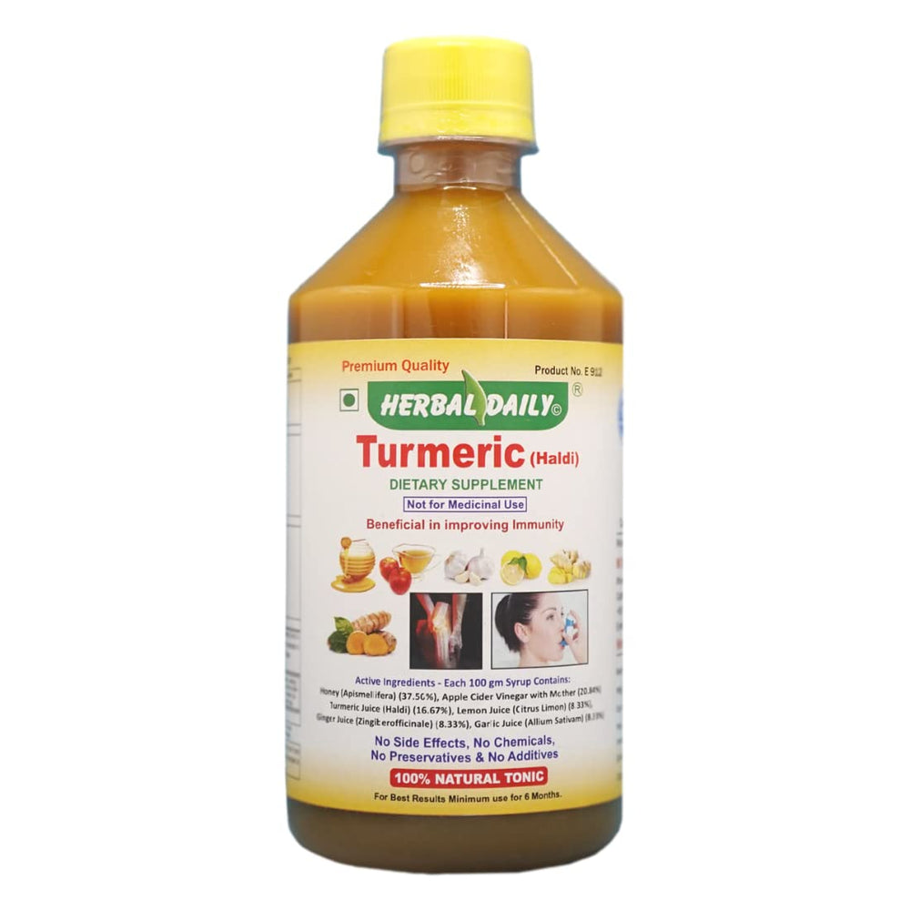 Herbal Daily turmeric supplement bottle for daily wellness and joint comfort.