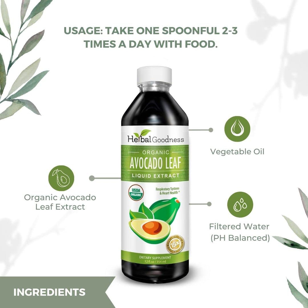 Herbal Goodness avocado leaf bottle on shelf conveys ready-to-use wellness.