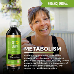 Herbal Goodness Gut Digest bottle assembly stresses safe U.S. production standards.