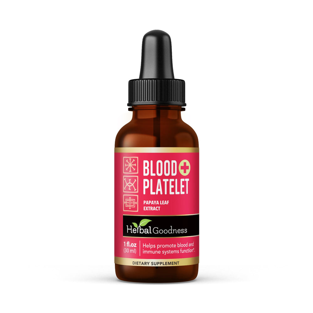 Herbal Goodness Papaya Leaf tincture bottle for immune support and blood health.